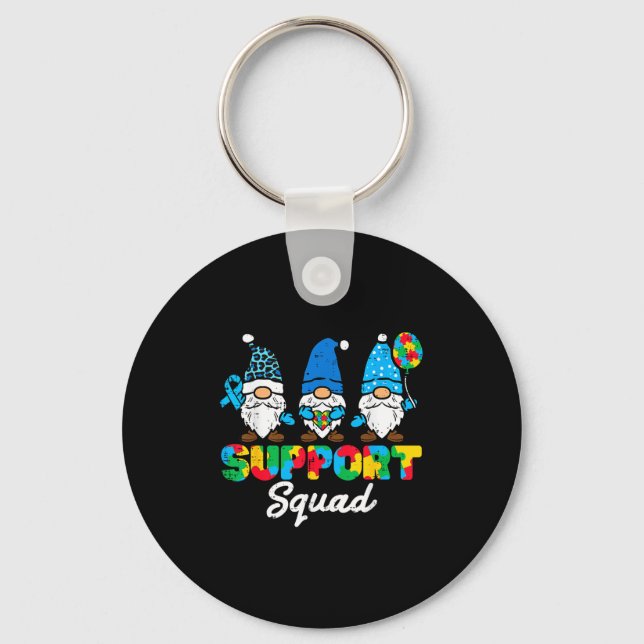 Autism Support Squad Gnomes Awareness Matching Men Key Ring (Front)