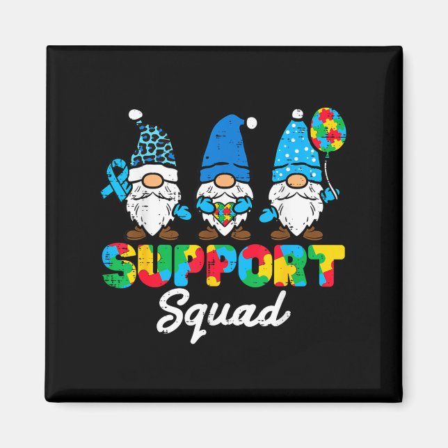 Autism Support Squad Gnomes Awareness Matching Men Magnet (Front)