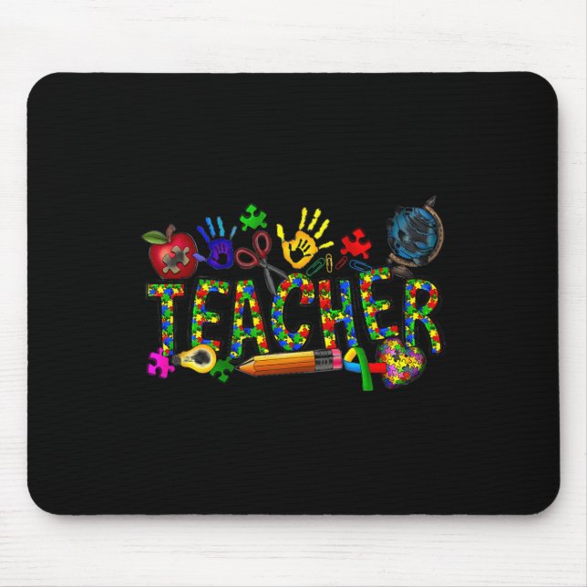 Autism Teacher Autism Awareness Coquette Autism  Mouse Pad (Front)