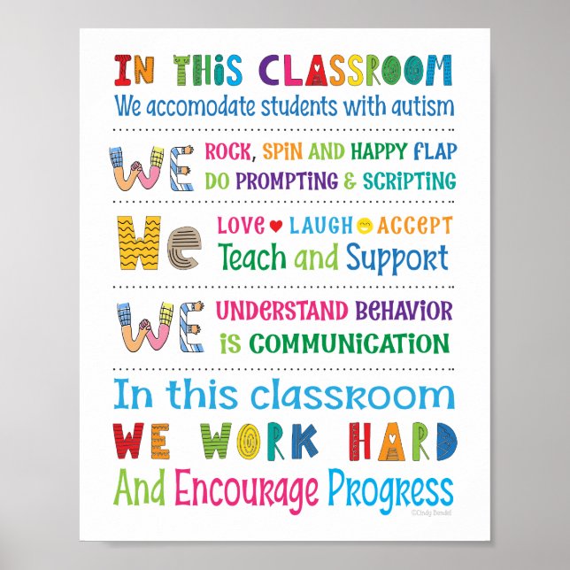 Autism Teacher Classroom School Rules Poster (Front)