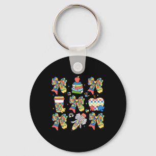 Autism Teacher Coquette Bow Puzzle Pencils Autism Key Ring