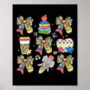 Autism Teacher Coquette Bow Puzzle Pencils Autism Poster