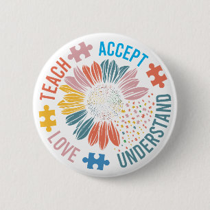 Autism Teacher Teach Accept Understand Love 6 Cm Round Badge