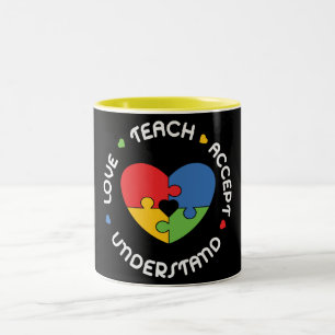 Autism Teacher Teach Accept Understand Love Two-Tone Coffee Mug