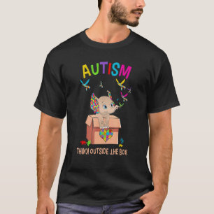 Autism Think Outside Box Cute Elephant Puzzle Piec T-Shirt
