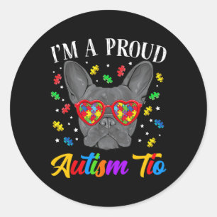 Autism Tio French Bulldog Dog Puzzle Gles  Classic Round Sticker