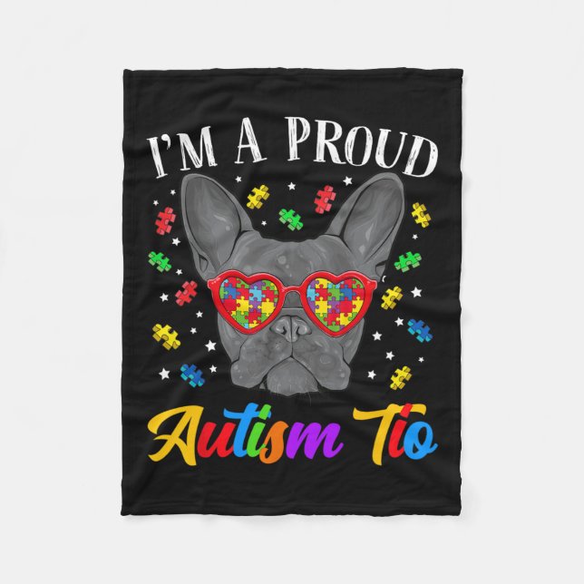 Autism Tio French Bulldog Dog Puzzle Gles  Fleece Blanket (Front)