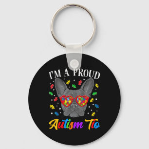 Autism Tio French Bulldog Dog Puzzle Gles  Key Ring