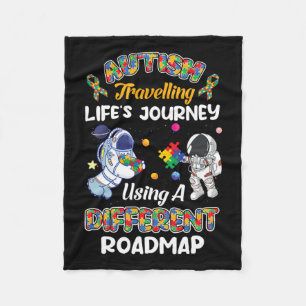 Autism Travelling Life's Journey Astronaut Autism Fleece Blanket