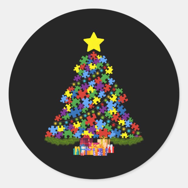 Autism Tree Autism Awareness Classic Round Sticker (Front)
