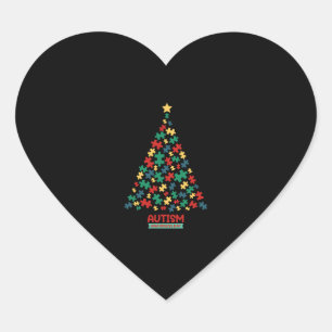 Autism Tree Christmas Autism Awareness Heart Sticker