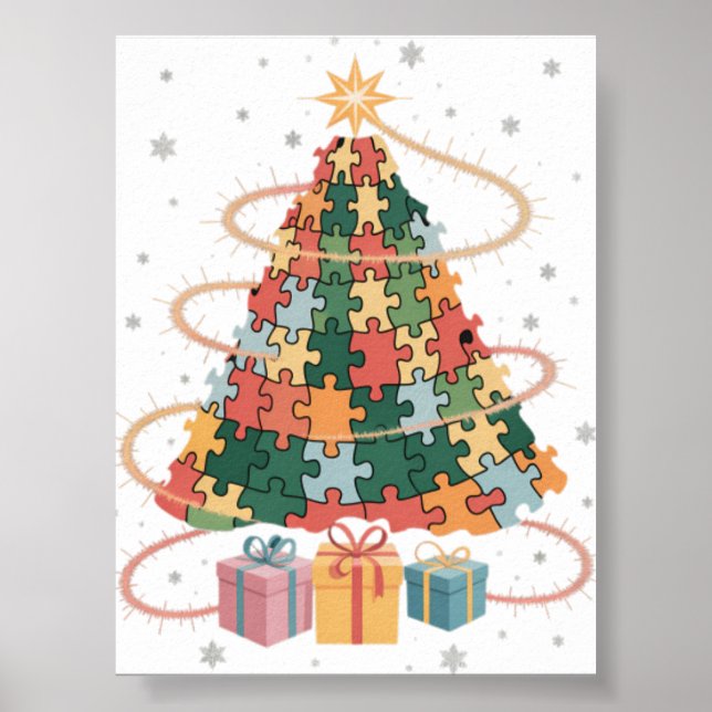 Autism Tree Christmas Autism Awareness Holida Poster (Front)