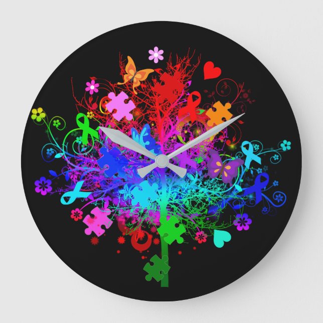 Autism Tree in Spectrum Large Clock (Front)