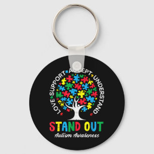 Autism Tree Puzzle Stand Out ASD Awareness Women Key Ring