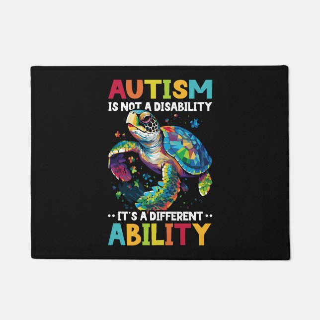Autism Turtle Autistic Puzzle Autism Awareness     Doormat (Front)