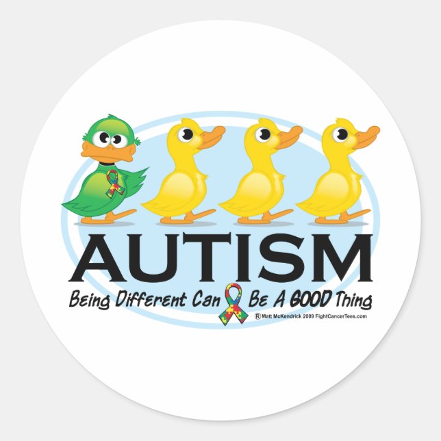 Autism Ugly Duckling Classic Round Sticker (Front)