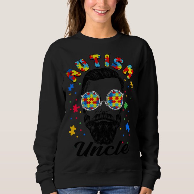 Autism Uncle Autism Awareness Family Matching Bear Sweatshirt (Front)