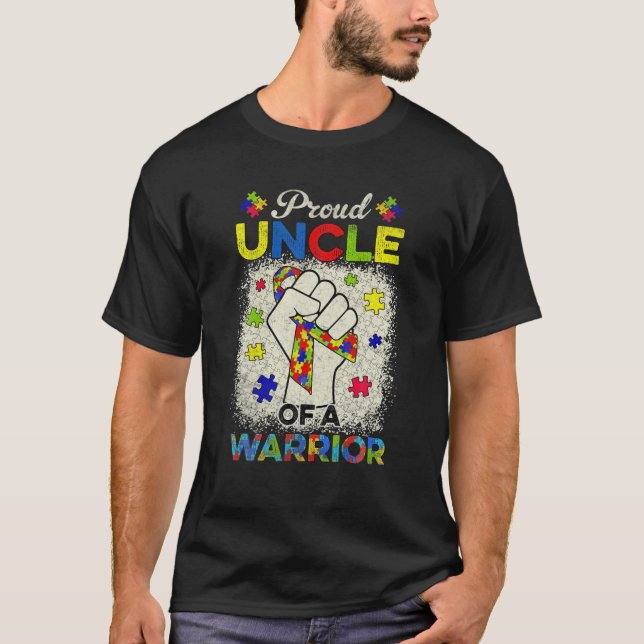 Autism Uncle Of Autism Awareness Warrior Support A T-Shirt (Front)