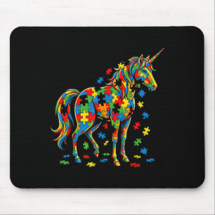 Autism unicorn colourful puzzle pieces for women mouse pad