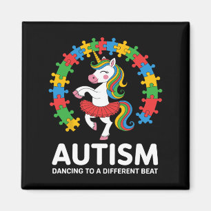 Autism Unicorn Dancing Different Beat Awareness To Magnet
