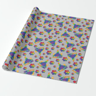 Autism Unicorn Horn Flowers Ausome Neurodivergent Wrapping Paper