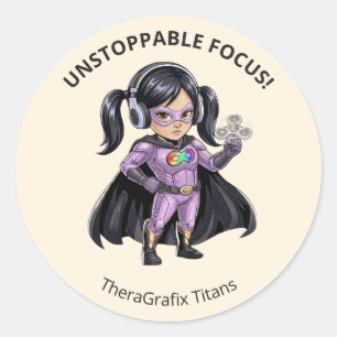 Autism   Unstoppable Focus Superhero Reward Classic Round Sticker