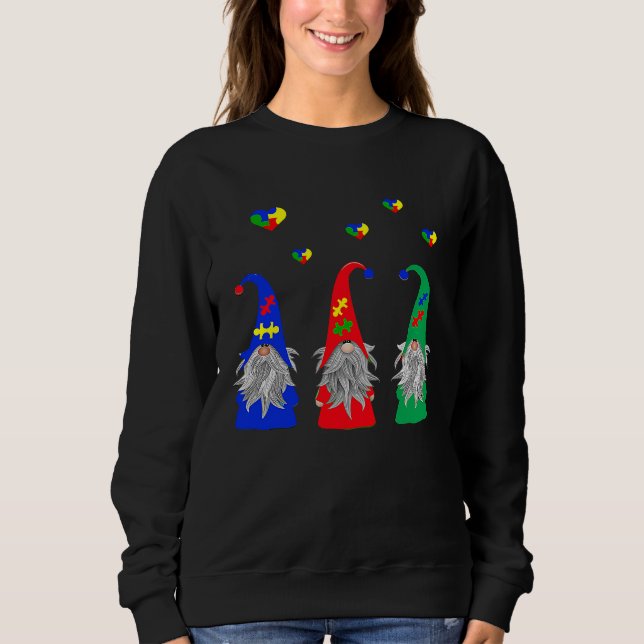 Autism Valentine Gnomes Graphic Valentines Day Sweatshirt (Front)