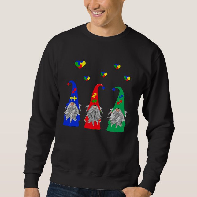 Autism Valentine Gnomes Graphic Valentines Day Sweatshirt (Front)