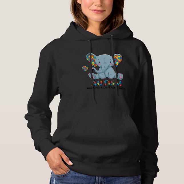 Autism Walking A Different Path Elephant Autism Aw Hoodie (Front)