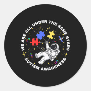 Autism We Are All Under The Same Stars Space Astro Classic Round Sticker