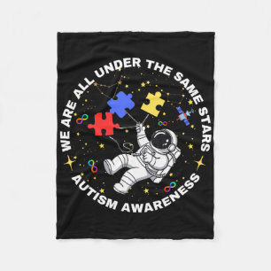 Autism We Are All Under The Same Stars Space Astro Fleece Blanket