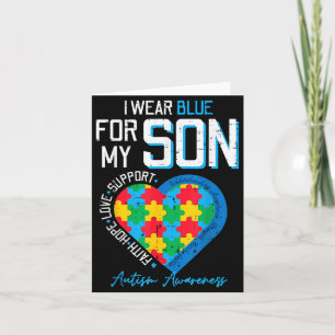 Autism Wear Blue for Son Awareness Dad Mum Men Card