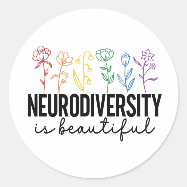 Autism Wildflower, ADHD, Special ed teacher Classic Round Sticker (Front)