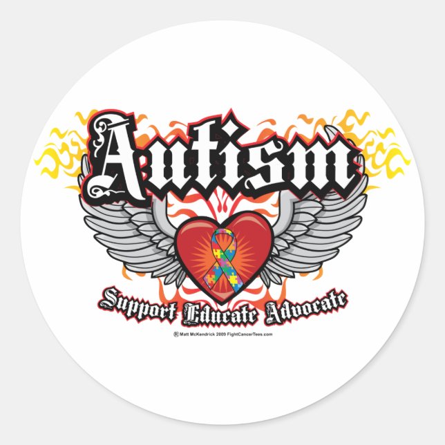 Autism Wings Classic Round Sticker (Front)