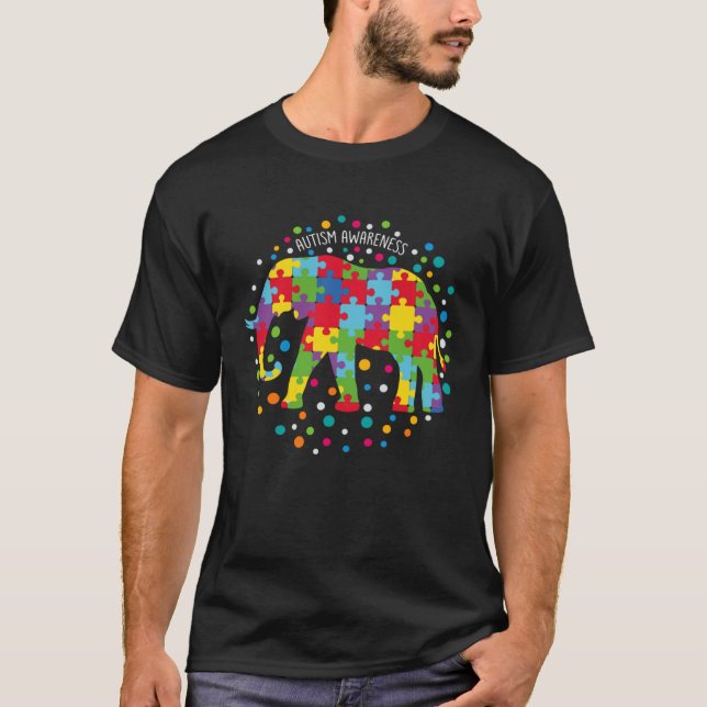 Autism  Women Men Elephant Support Autism Awarenes T-Shirt (Front)