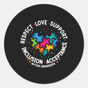 Autism  Women Men Respect Love Support Autism Awar Classic Round Sticker