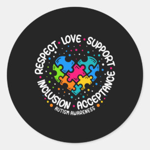Autism Women Men Respect Love Support Autism Aware Classic Round Sticker
