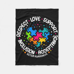 Autism Women Men Respect Love Support Autism Aware Fleece Blanket
