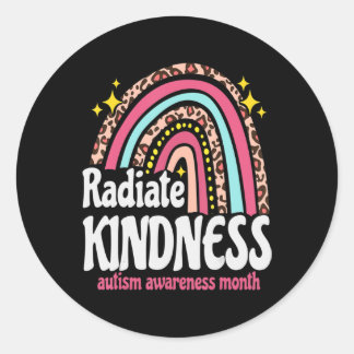 autism world awareness leopard rainbow Radiate Kin Classic Round Sticker
