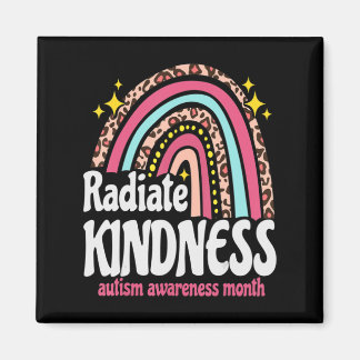 autism world awareness leopard rainbow Radiate Kin Magnet