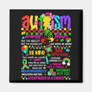 Autism World Tour Be Kind Autism Awareness Neurodi Magnet