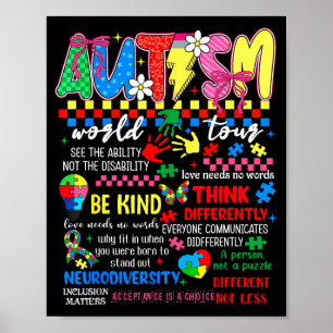 Autism World Tour Be Kind Autism Awareness Neurodi Poster