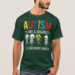 AutismIt's a Different Ability Dabbing Skeleton Pu T-Shirt