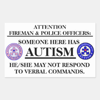 AutismPuzzlePiece.com Autism Fire/Emergency Safety Rectangular Sticker