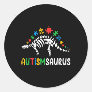 Autismsaurus Dinosaur Boys Kids Toddler Autism Awa Classic Round Sticker