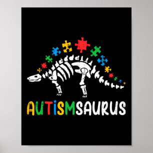 Autismsaurus Dinosaur Boys Kids Toddler Autism Awa Poster