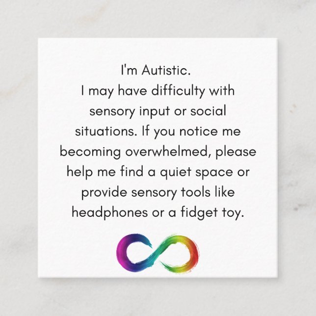 Autistic Accommodation Card (Front)