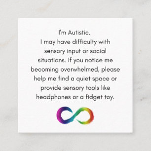 Autistic Accommodation Card