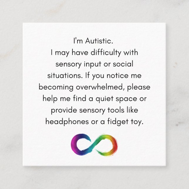Autistic Accommodation Card (Front)