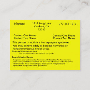 Autistic Alert Card V2